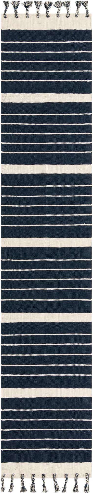 Navy and White 3' x 12' Chindi Cotton Runner Rug