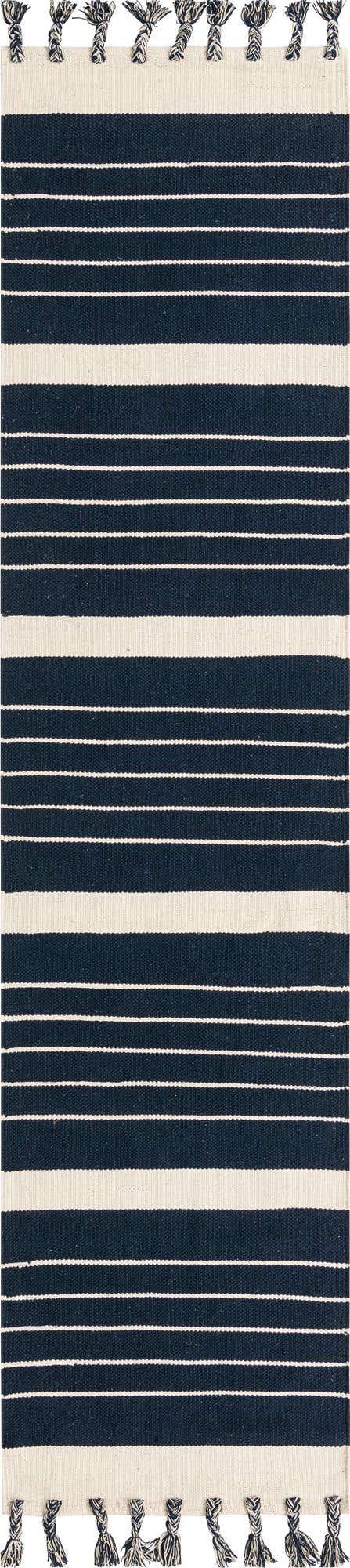 Navy and White 3' x 10' Chindi Cotton Runner Rug