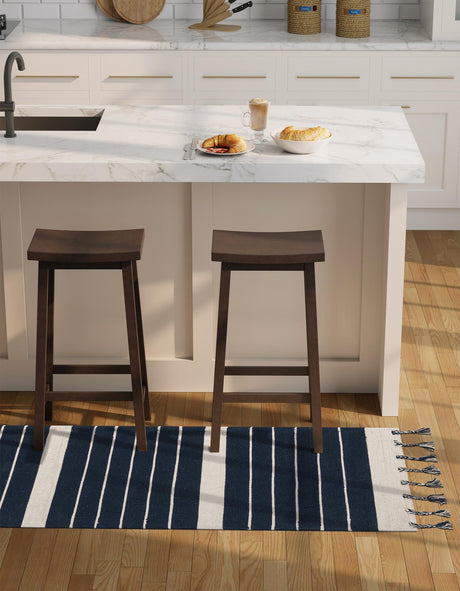 Navy and White 2' 7 x 12' Chindi Cotton Runner Area Rug Interior Design Home Decor Carpet Mat for Sale at Rug Engine