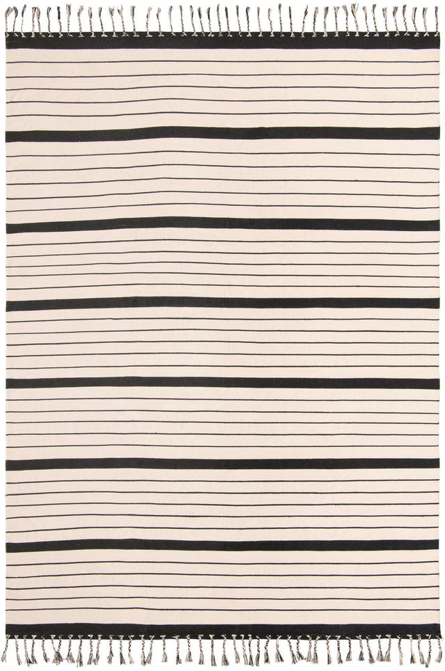 Black and White 10' x 14' 1 Chindi Cotton Rectangle Rug