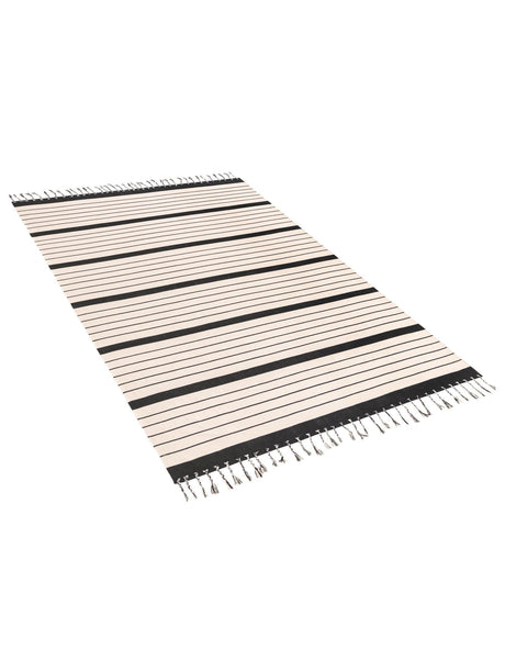 Black and White 9' x 12' Chindi Cotton Rectangle Area Rug Interior Design Home Decor Carpet Mat for Sale at Rug Engine