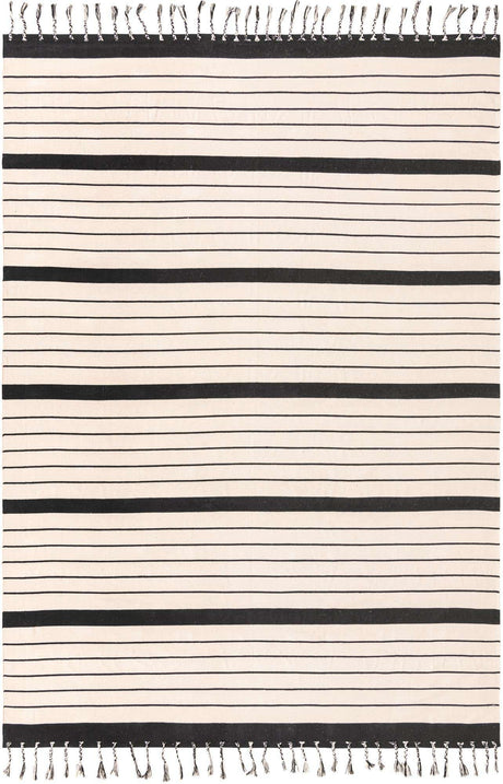 Black and White 9' x 12' Chindi Cotton Rectangle Rug