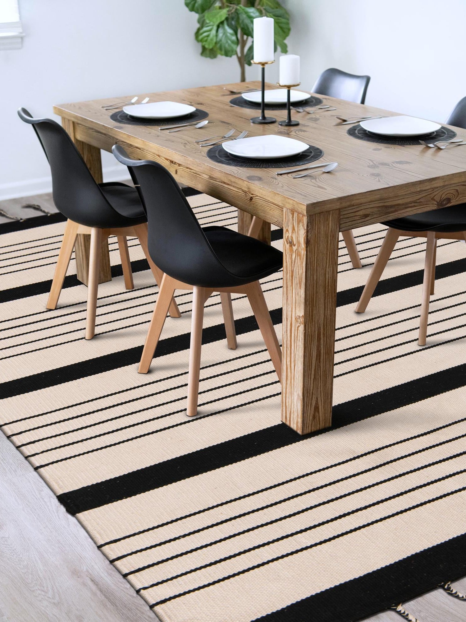 Black and White 6' 1 x 9' Chindi Cotton Rectangle Area Rug Interior Design Home Decor Carpet Mat for Sale at Rug Engine