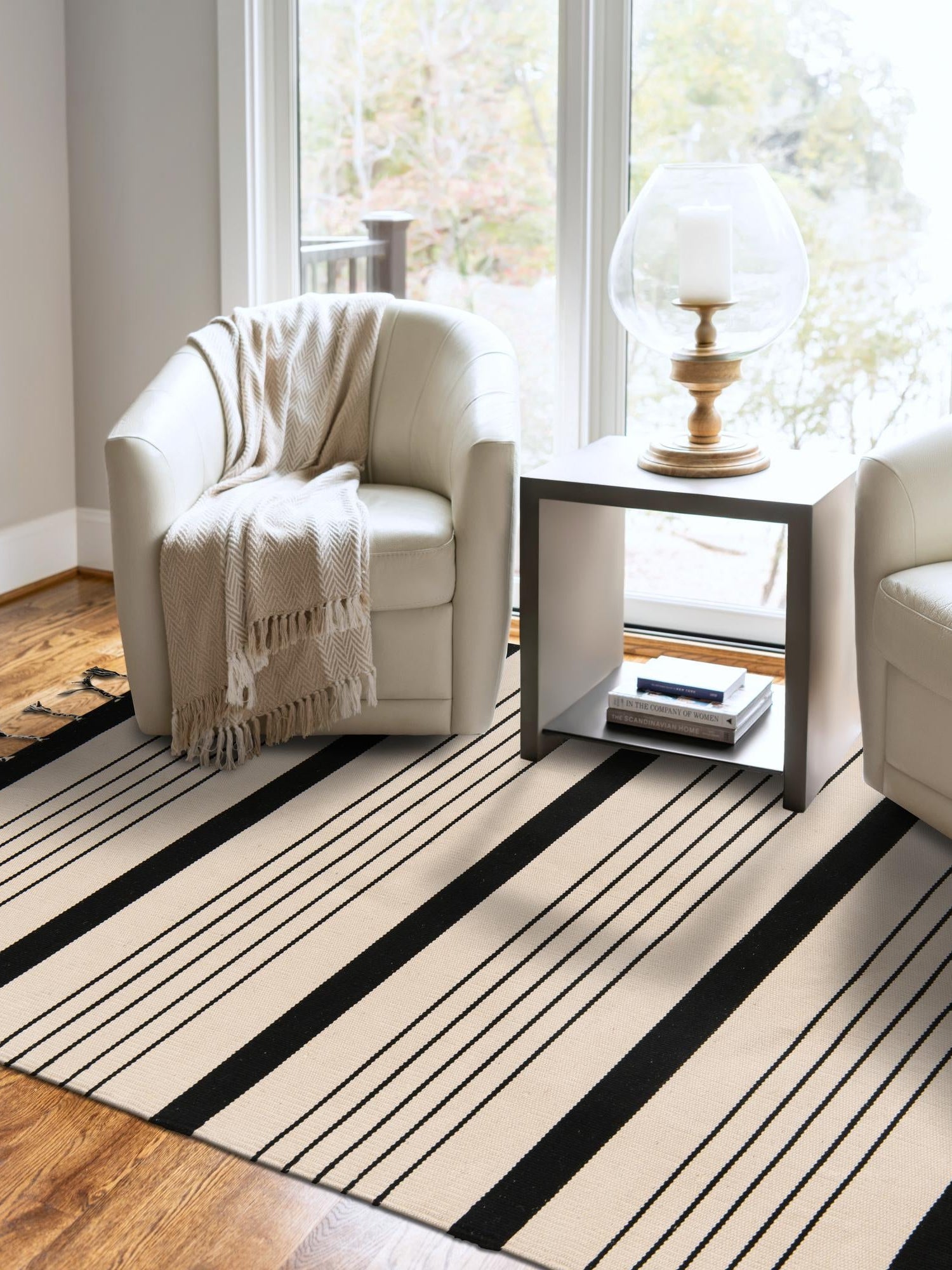 Black and White 6' 1 x 9' Chindi Cotton Rectangle Area Rug Interior Design Home Decor Carpet Mat for Sale at Rug Engine
