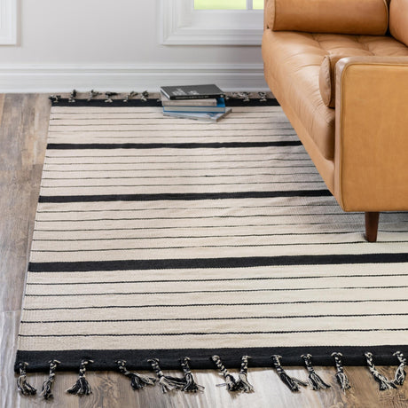 Black and White 9' x 12' Chindi Cotton Rectangle Area Rug Interior Design Home Decor Carpet Mat for Sale at Rug Engine