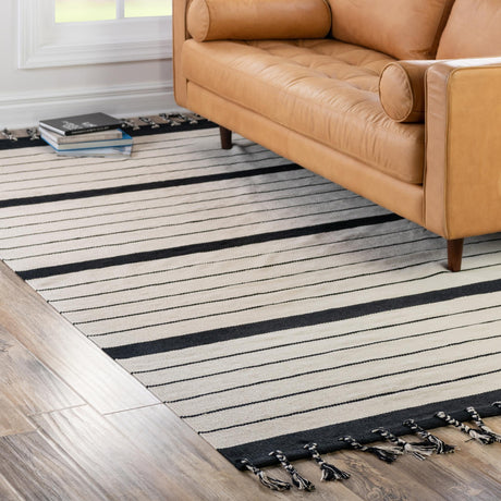 Black and White 9' x 12' Chindi Cotton Rectangle Area Rug Interior Design Home Decor Carpet Mat for Sale at Rug Engine