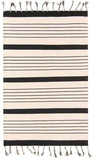Black and White 5' 1 x 8' Chindi Cotton Rectangle Rug