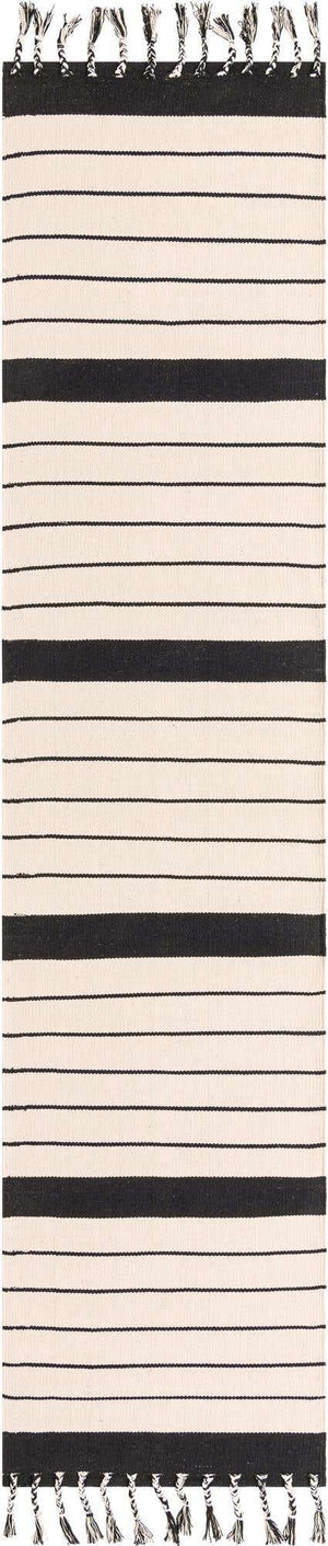 Black and White 3' x 12' Chindi Cotton Runner Rug