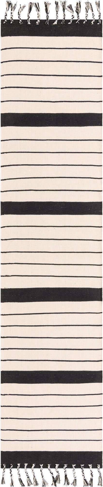 Black and White 3' x 12' Chindi Cotton Runner Rug