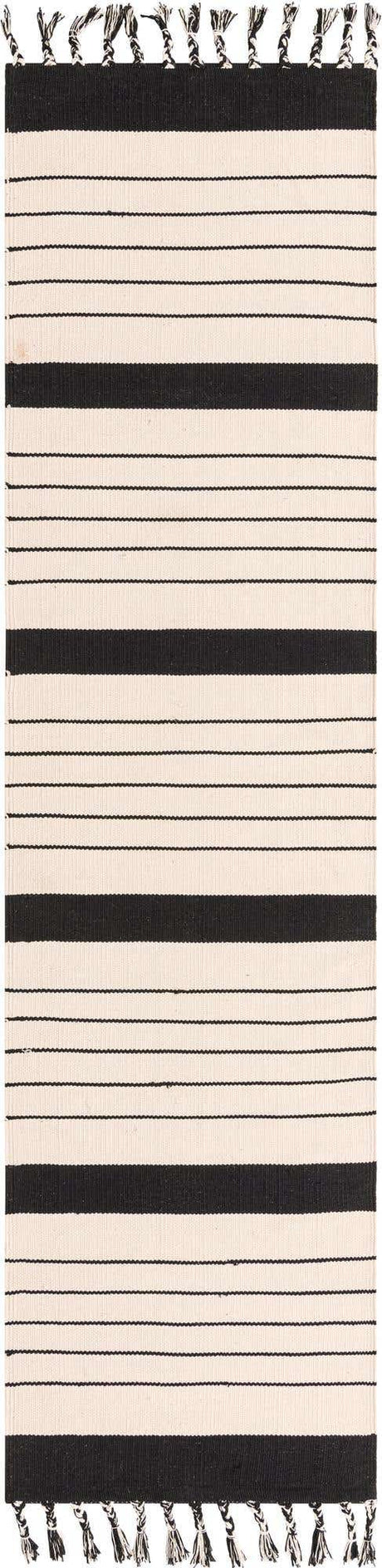 Black and White 3' x 10' Chindi Cotton Runner Rug