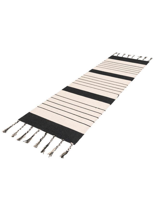 Black and White 2' 2 x 6' 1 Chindi Cotton Runner Rug