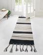 Black and White 3' x 12' Chindi Cotton Runner Rug