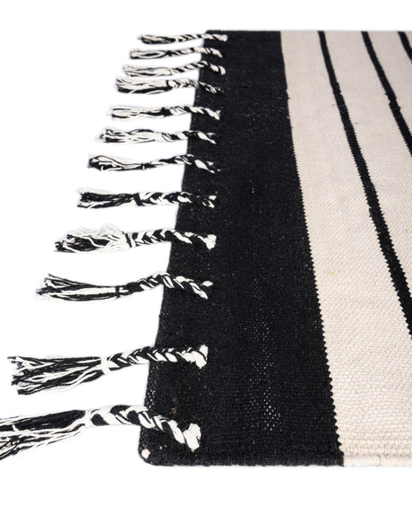 Black and White 2' 2 x 6' 1 Chindi Cotton Runner Area Rug Interior Design Home Decor Carpet Mat for Sale at Rug Engine