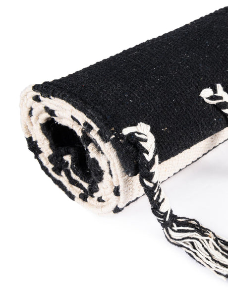 Black and White 2' 2 x 6' 1 Chindi Cotton Runner Area Rug Interior Design Home Decor Carpet Mat for Sale at Rug Engine