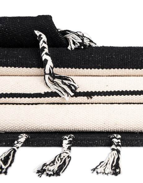 Black and White 2' 7 x 10' Chindi Cotton Runner Area Rug Interior Design Home Decor Carpet Mat for Sale at Rug Engine