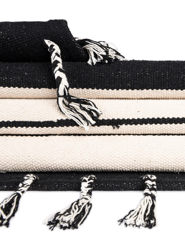 Black and White 2' 2 x 6' 1 Chindi Cotton Runner Rug