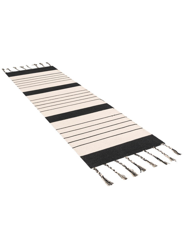 Black and White 2' 2 x 6' 1 Chindi Cotton Runner Rug