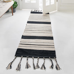 Black and White 2' 2 x 6' 1 Chindi Cotton Runner Rug