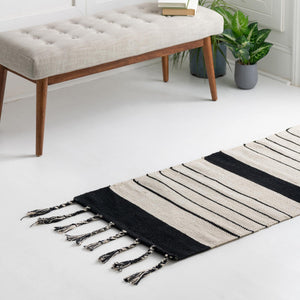 Black and White 2' 2 x 6' 1 Chindi Cotton Runner Rug