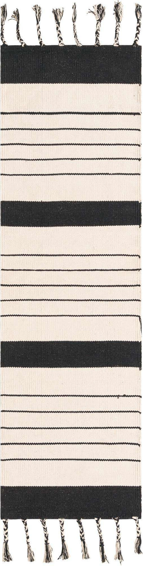 Black and White 2' 2 x 6' 1 Chindi Cotton Runner Rug