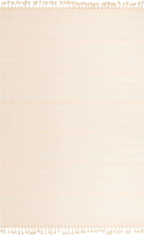 Beige and White 10' x 14' 1 Chindi Cotton Rectangle Rug
