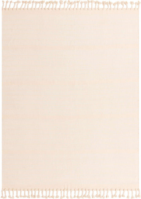 Beige and White 8' x 10' Chindi Cotton Rectangle Rug