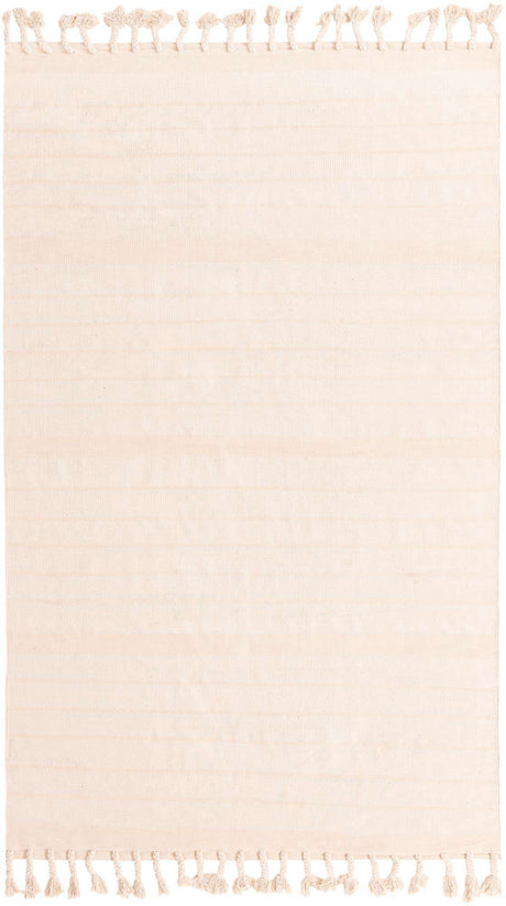 Beige and White 6' 1 x 9' Chindi Cotton Rectangle Rug