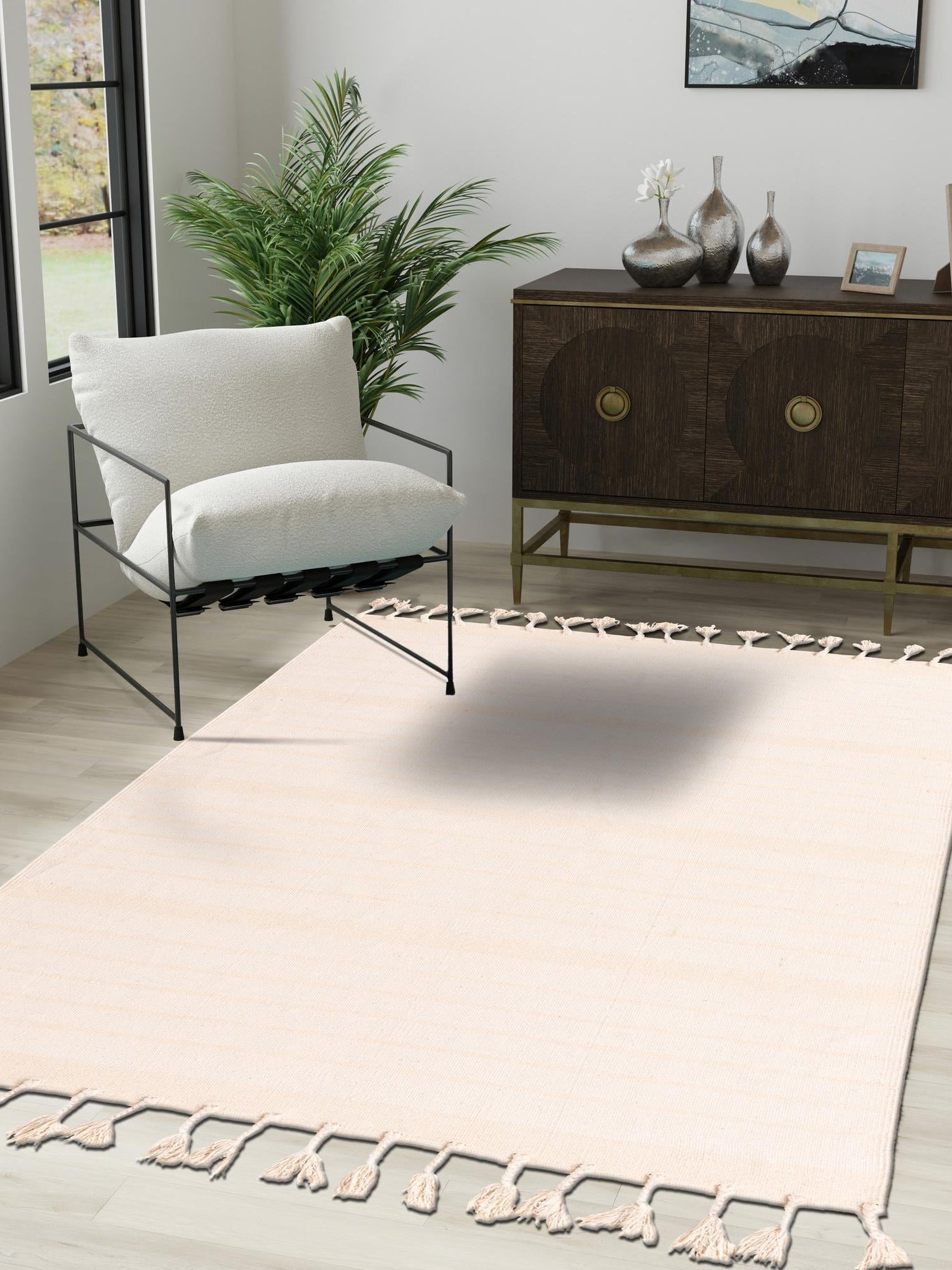 Beige and White 10' x 14' 1 Chindi Cotton Rectangle Area Rug Interior Design Home Decor Carpet Mat for Sale at Rug Engine