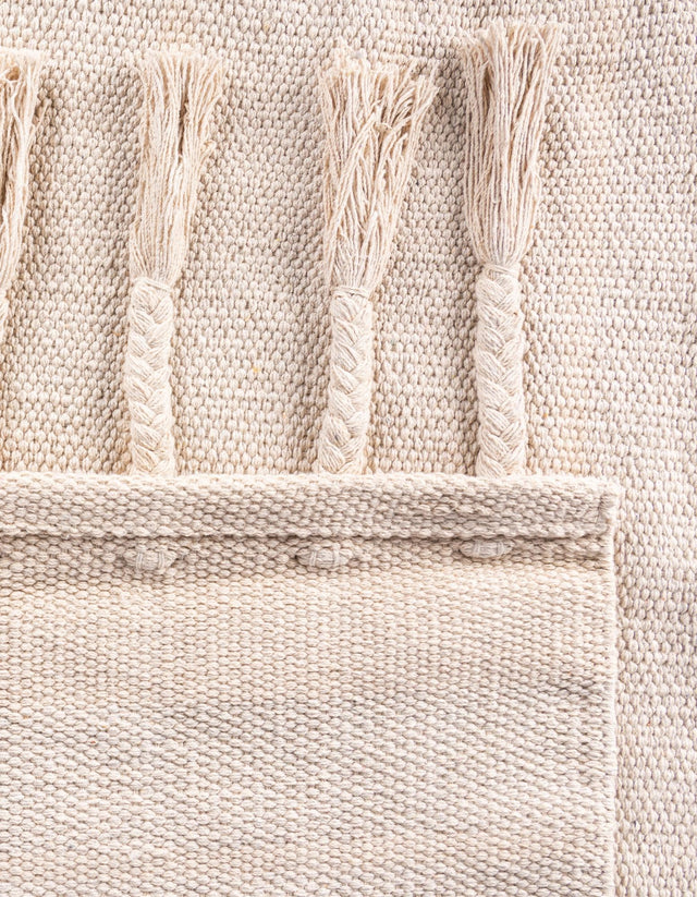 Beige and White 5' 1 x 8' Chindi Cotton Rectangle Rug