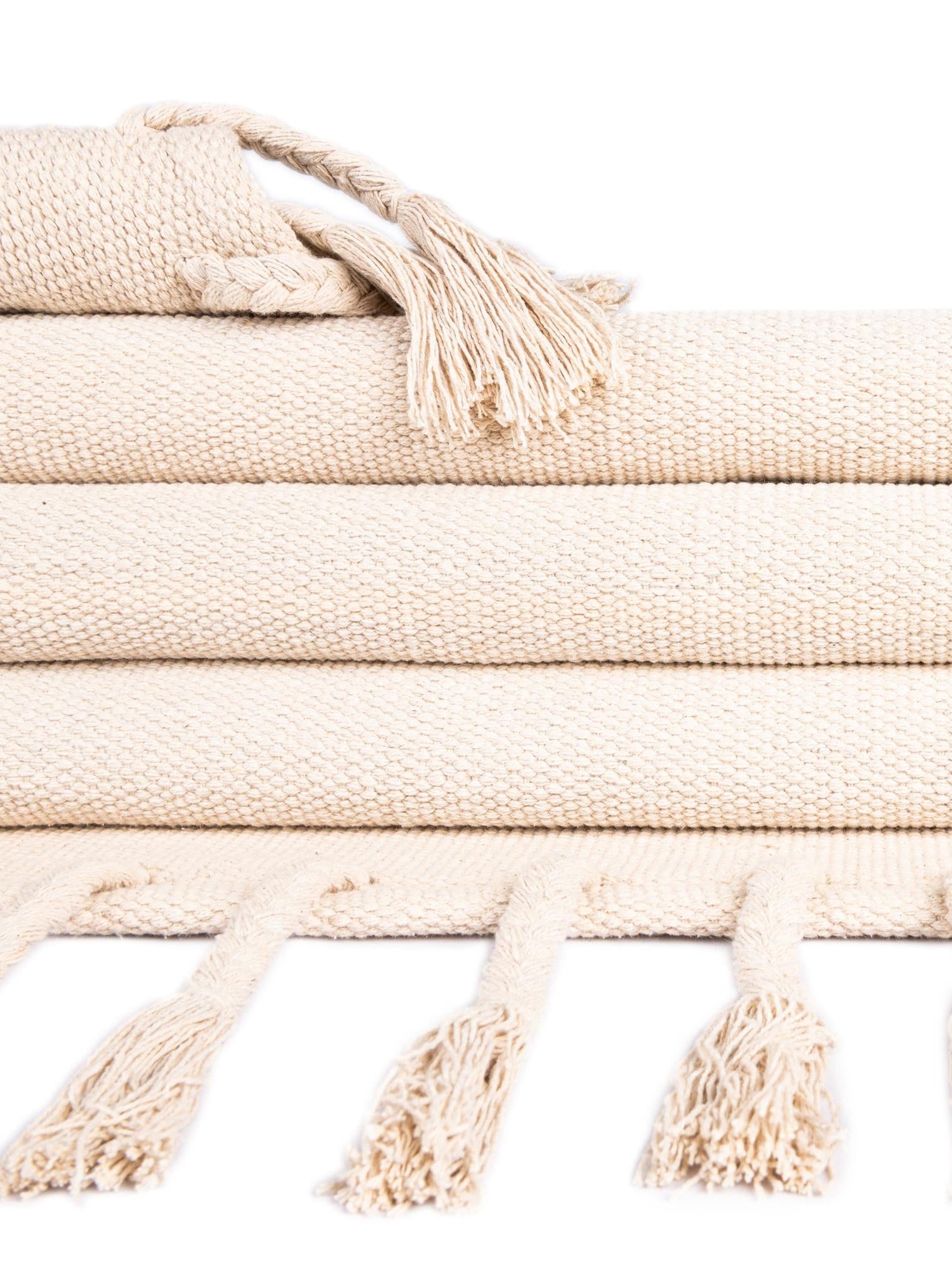 Beige and White 8' x 10' Chindi Cotton Rectangle Area Rug Interior Design Home Decor Carpet Mat for Sale at Rug Engine