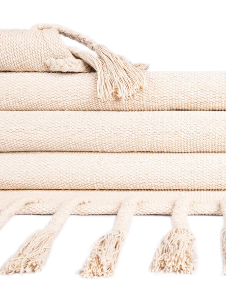 Beige and White 10' x 14' 1 Chindi Cotton Rectangle Area Rug Interior Design Home Decor Carpet Mat for Sale at Rug Engine