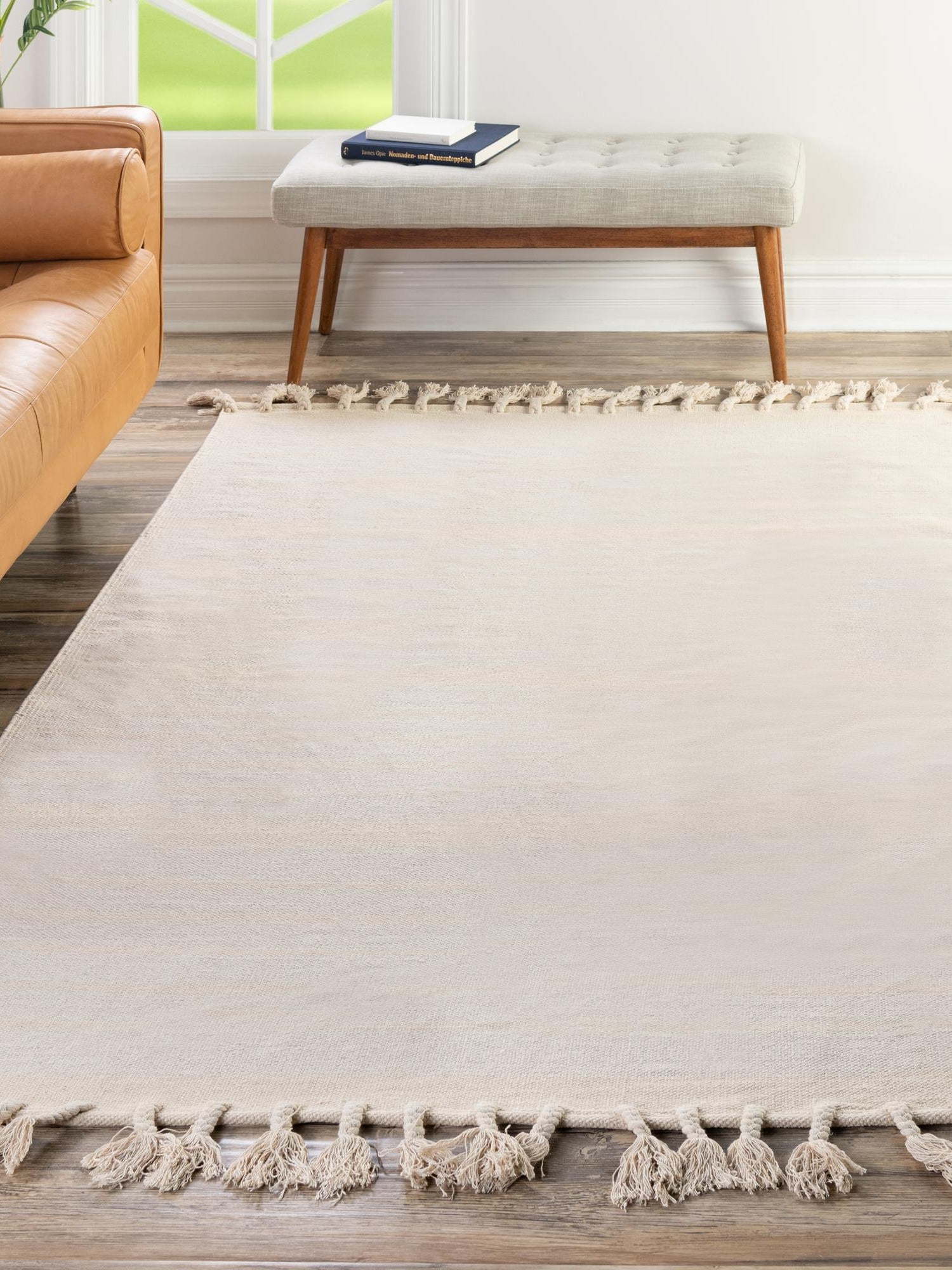 Beige and White 10' x 14' 1 Chindi Cotton Rectangle Area Rug Interior Design Home Decor Carpet Mat for Sale at Rug Engine