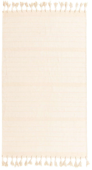 Beige and White 5' 1 x 8' Chindi Cotton Rectangle Rug