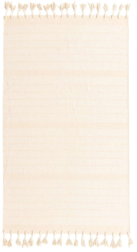 Beige and White 5' 1 x 8' Chindi Cotton Rectangle Rug