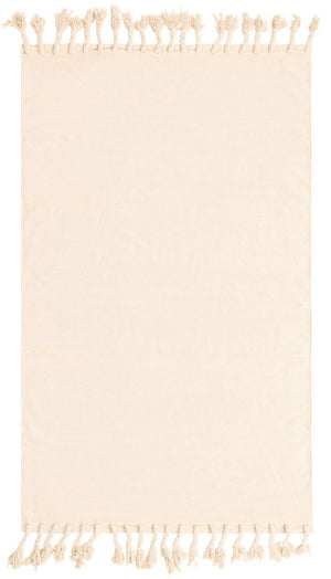 Beige and White 4' 1 x 6' 1 Chindi Cotton Rectangle Rug