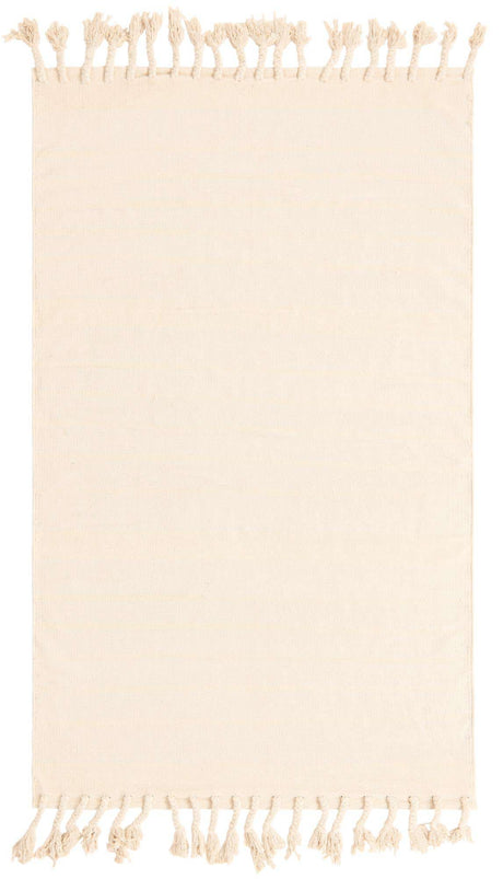 Beige and White 4' 1 x 6' 1 Chindi Cotton Rectangle Rug