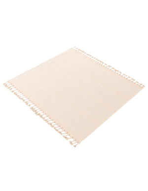 Beige and White 7' 1 x 7' 1 Chindi Cotton Square Rug
