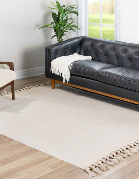 Beige and White 7' 1 x 7' 1 Chindi Cotton Square Area Rug Interior Design Home Decor Carpet Mat for Sale at Rug Engine