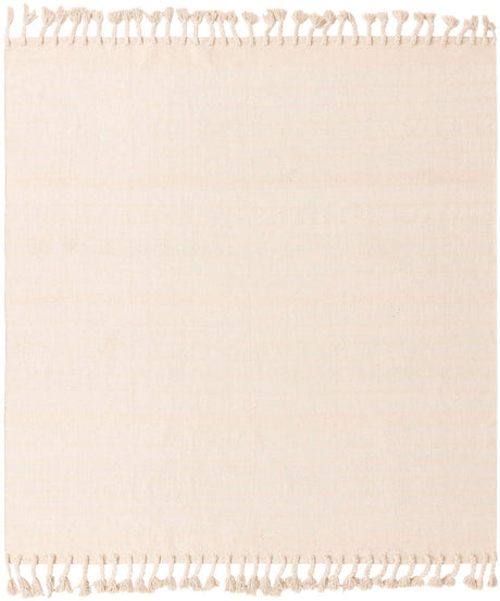 Beige and White 7' 1 x 7' 1 Chindi Cotton Square Rug