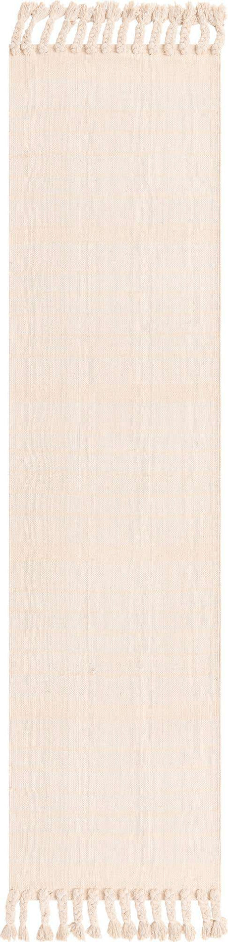 Beige and White 3' x 12' Chindi Cotton Runner Rug