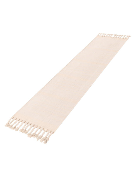 Beige and White 2' 7 x 10' Chindi Cotton Runner Area Rug Interior Design Home Decor Carpet Mat for Sale at Rug Engine