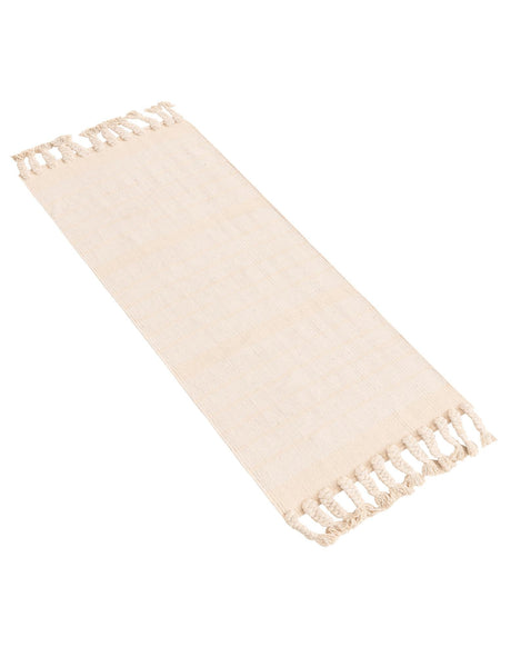 Beige and White 2' 2 x 6' 1 Chindi Cotton Runner Area Rug Interior Design Home Decor Carpet Mat for Sale at Rug Engine