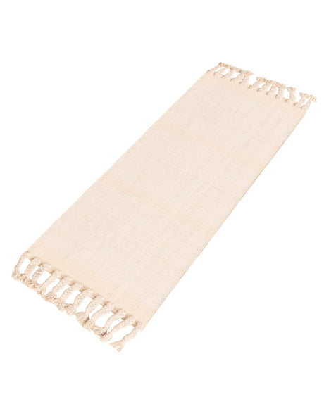 Beige and White 2' 2 x 6' 1 Chindi Cotton Runner Area Rug Interior Design Home Decor Carpet Mat for Sale at Rug Engine