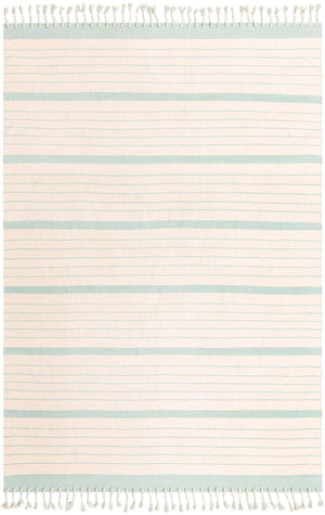 White and Aqua 10' x 14' 1 Chindi Cotton Rectangle Rug