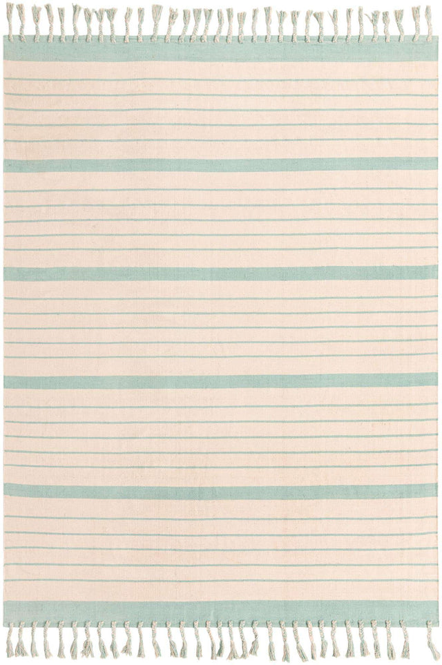 White and Aqua- 6' 1 x 9' Chindi Cotton Rectangle Rug