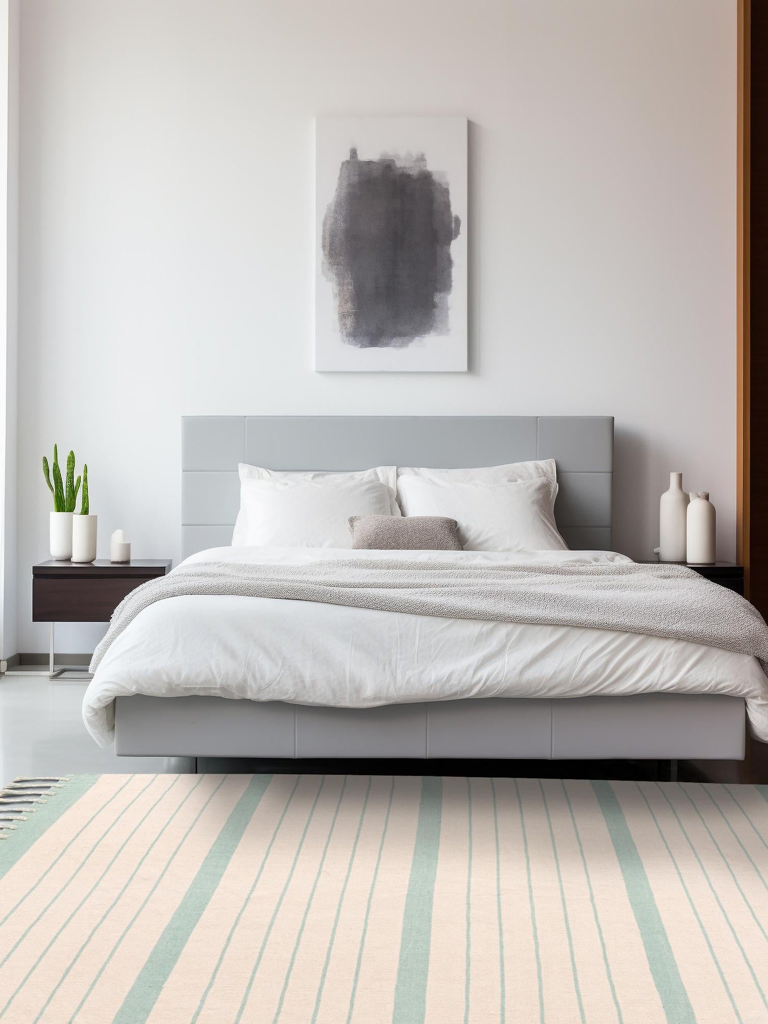 White and Aqua 9' x 12' Chindi Cotton Rectangle Area Rug Interior Design Home Decor Carpet Mat for Sale at Rug Engine