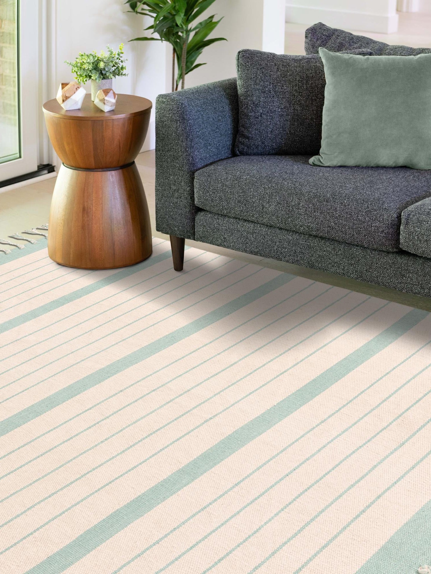 White and Aqua 5' 1 x 8' Chindi Cotton Rectangle Area Rug Interior Design Home Decor Carpet Mat for Sale at Rug Engine