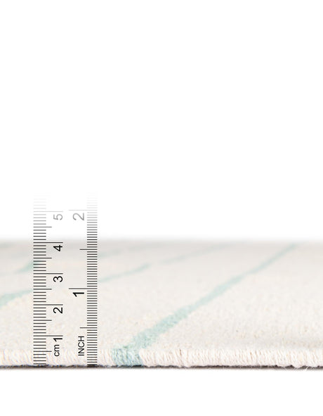 White and Aqua 10' x 14' 1 Chindi Cotton Rectangle Rug
