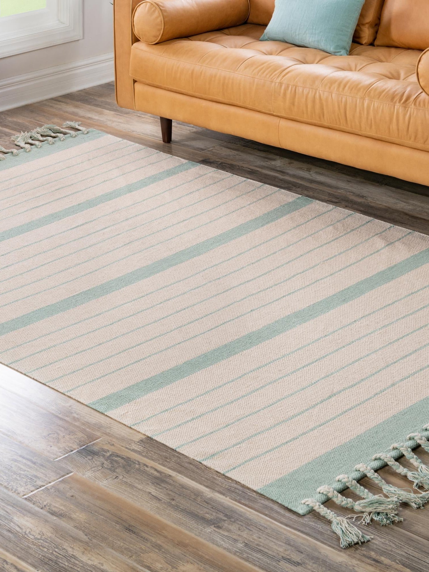 White and Aqua 10' x 14' 1 Chindi Cotton Rectangle Area Rug Interior Design Home Decor Carpet Mat for Sale at Rug Engine