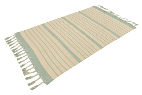 White and Aqua 4' 1 x 6' 1 Chindi Cotton Rectangle Area Rug Interior Design Home Decor Carpet Mat for Sale at Rug Engine